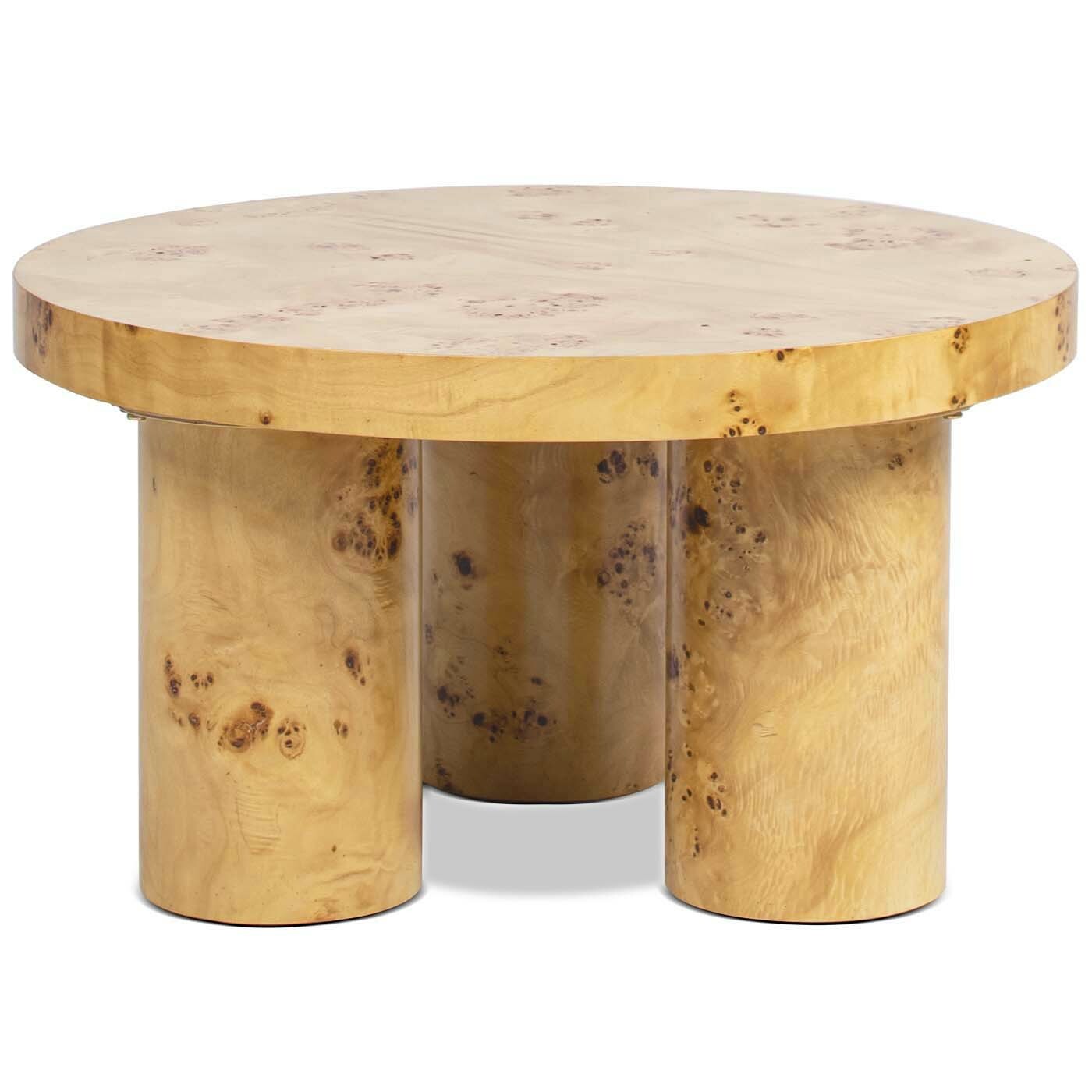 Nebula Round Pillar Leg Coffee Table, Warm Natural Brown