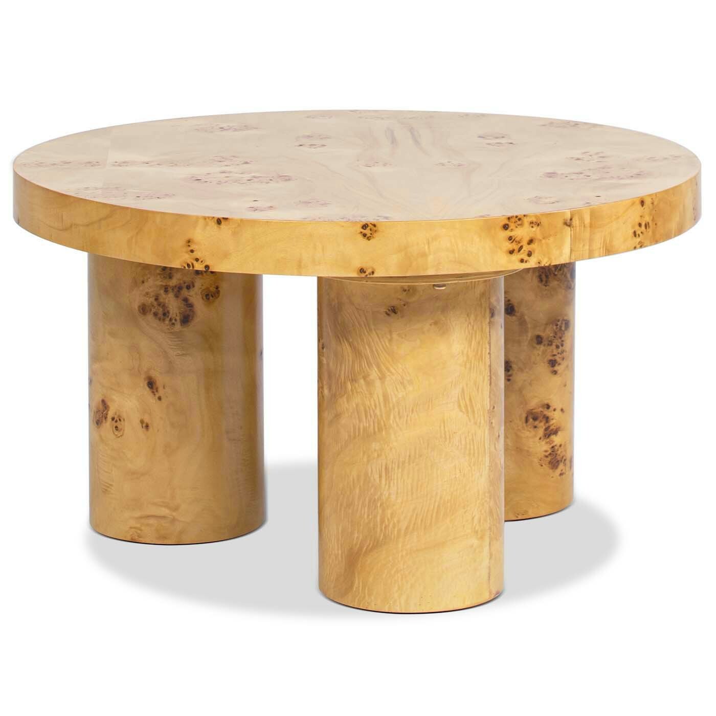 Nebula Round Pillar Leg Coffee Table, Warm Natural Brown