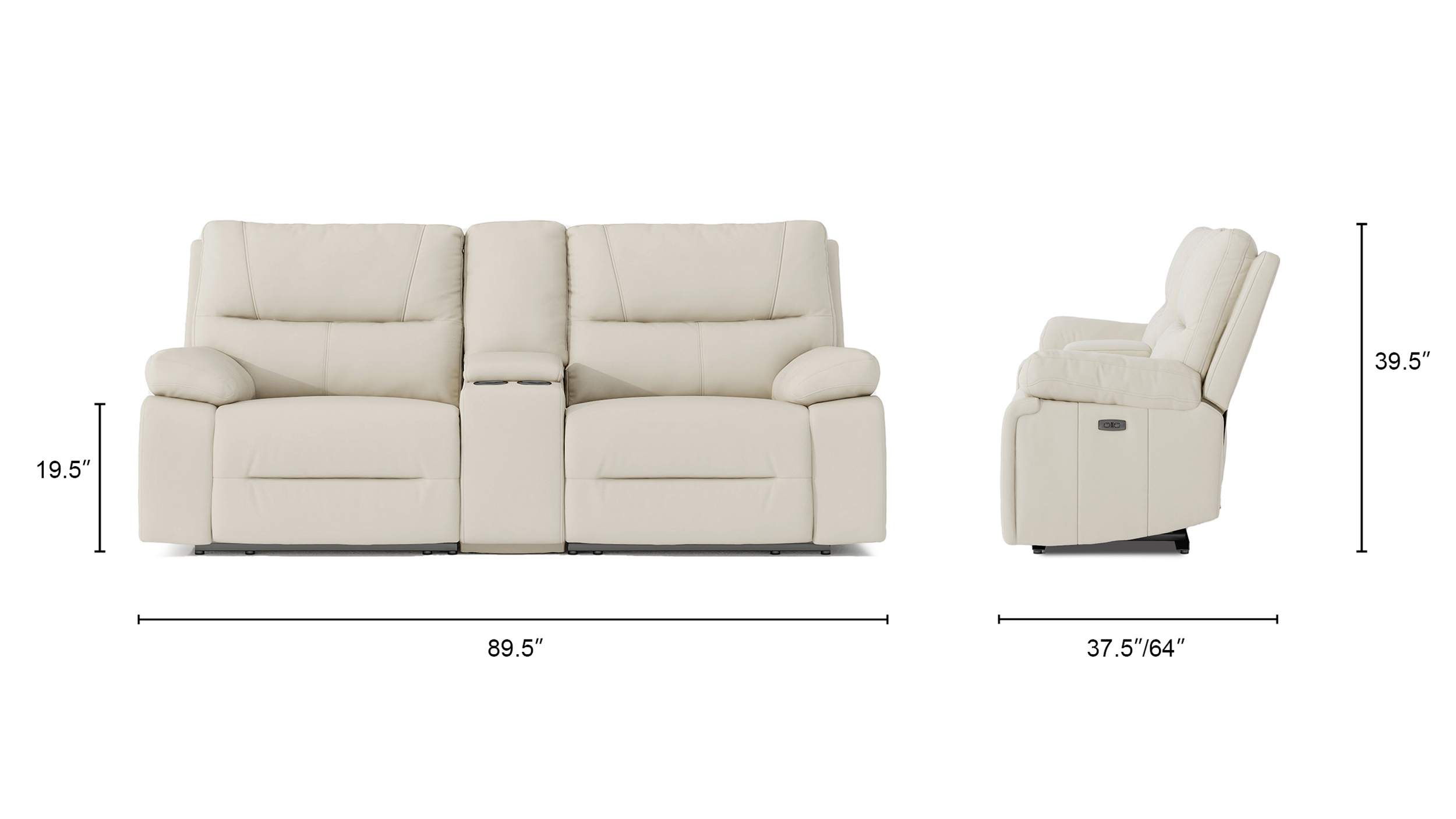 Malibu Modern Power Motion 3-Piece Reclining Loveseat Sofa with Cup Holders, Cream Taupe Beige