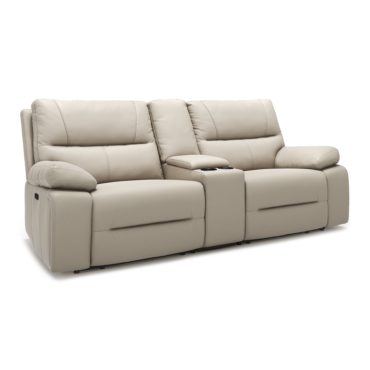 Malibu Modern Power Motion 3-Piece Reclining Loveseat Sofa with Cup Holders, Cream Taupe Beige