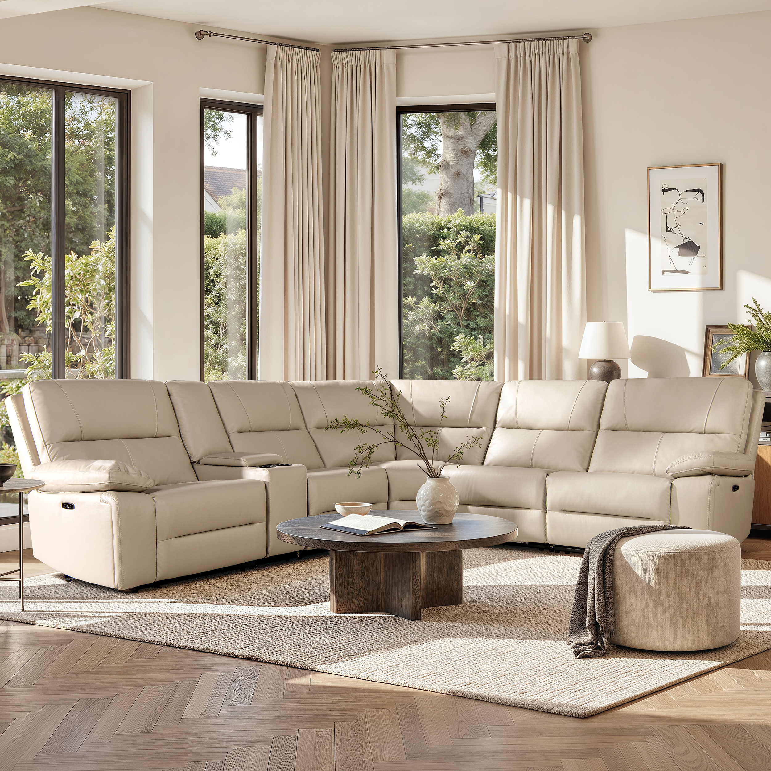 Malibu Modern Power Motion 6-Piece Reclining Corner Sectional with Cup Holders