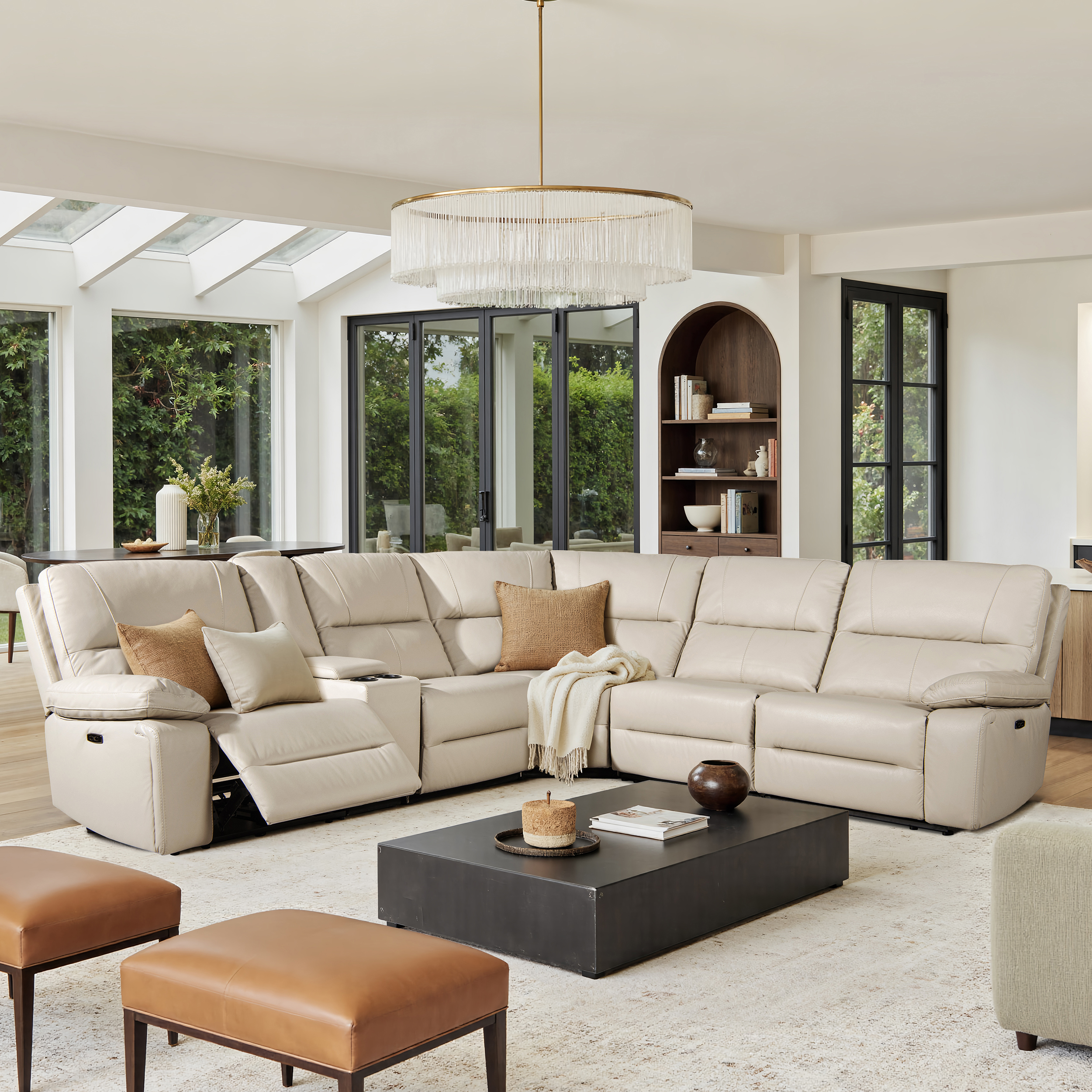 Malibu Modern Power Motion 6-Piece Reclining Corner Sectional with Cup Holders