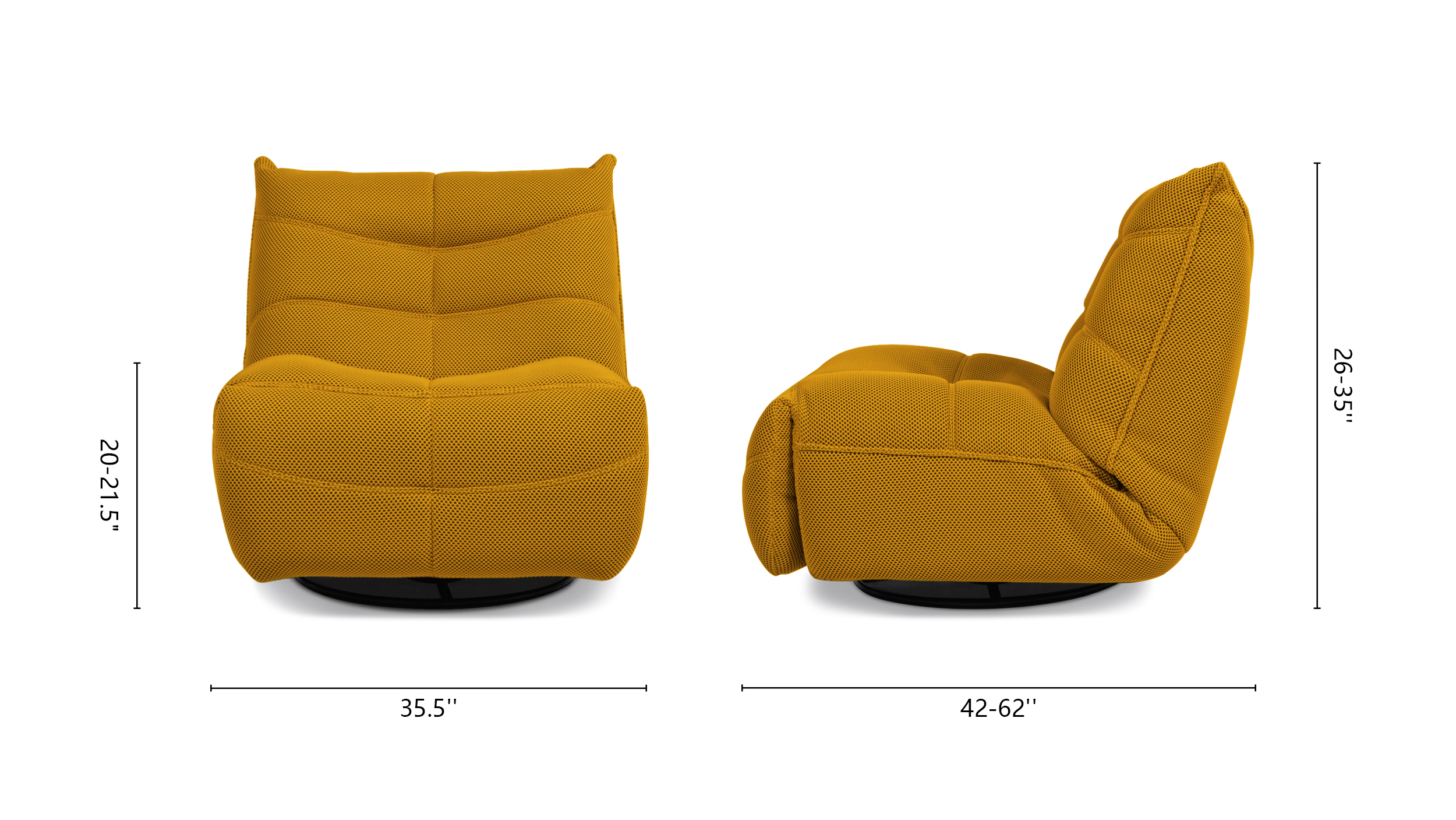 Rearden Swivel Glider Manual Recliner Armless Lounge Chair, Butterscotch Yellow