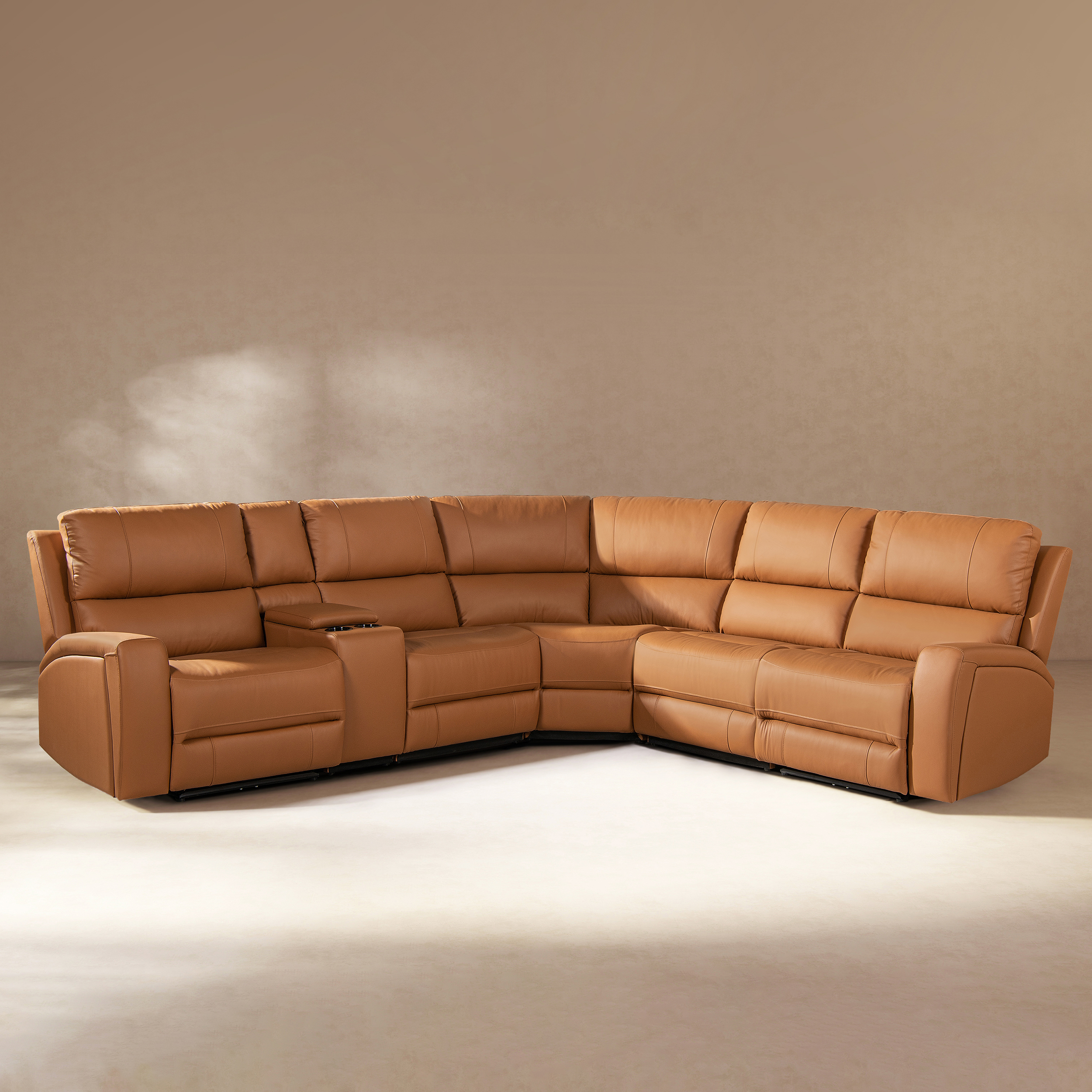 Melbourne Modern Power Motion 6-Piece Reclining Corner Sectional with Cup Holders, Classic Light Gray