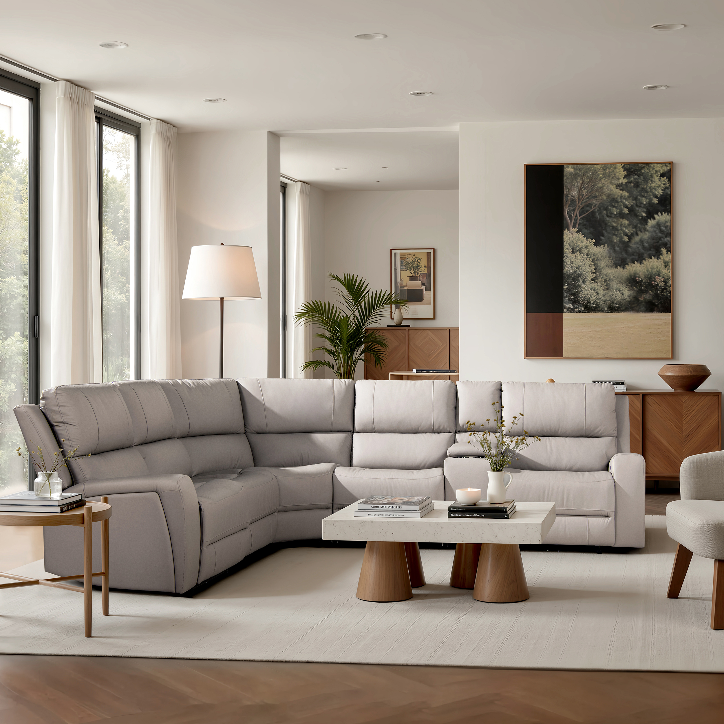Melbourne Modern Power Motion 6-Piece Reclining Corner Sectional with Cup Holders, Dallas Tan Brown