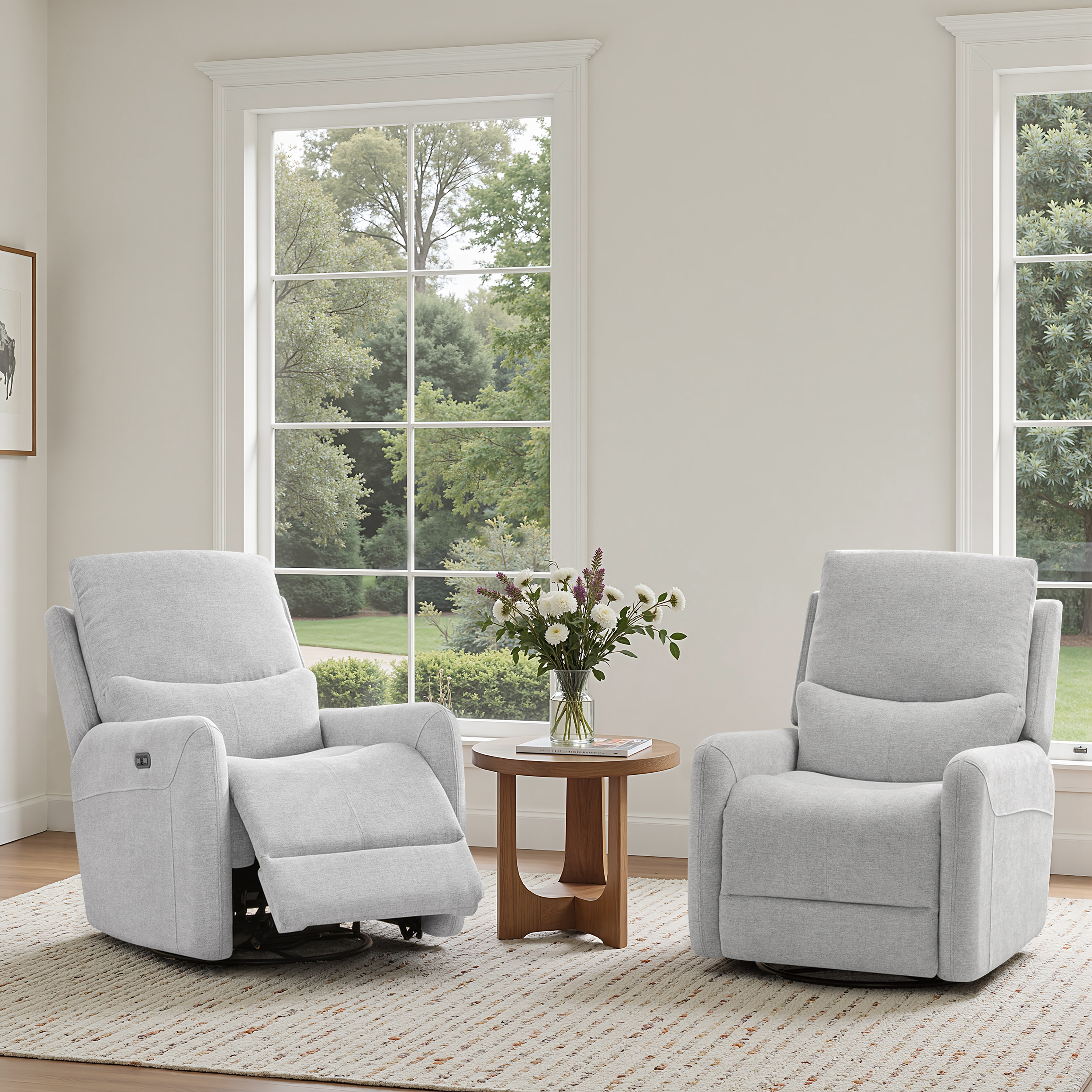 Dublin Swivel Power Recliner Arm Chair, Heathered Light Gray