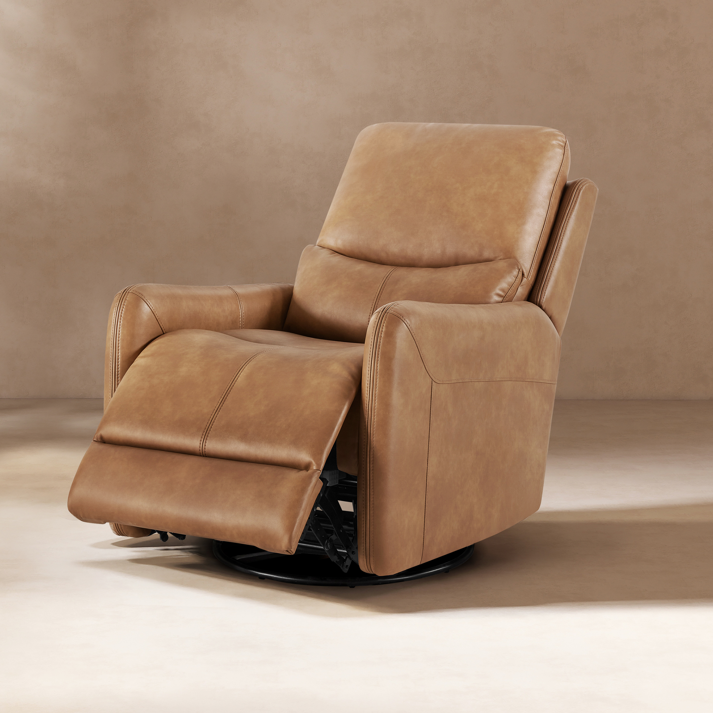 Dublin Swivel Power Recliner Arm Chair, Saddle Brown