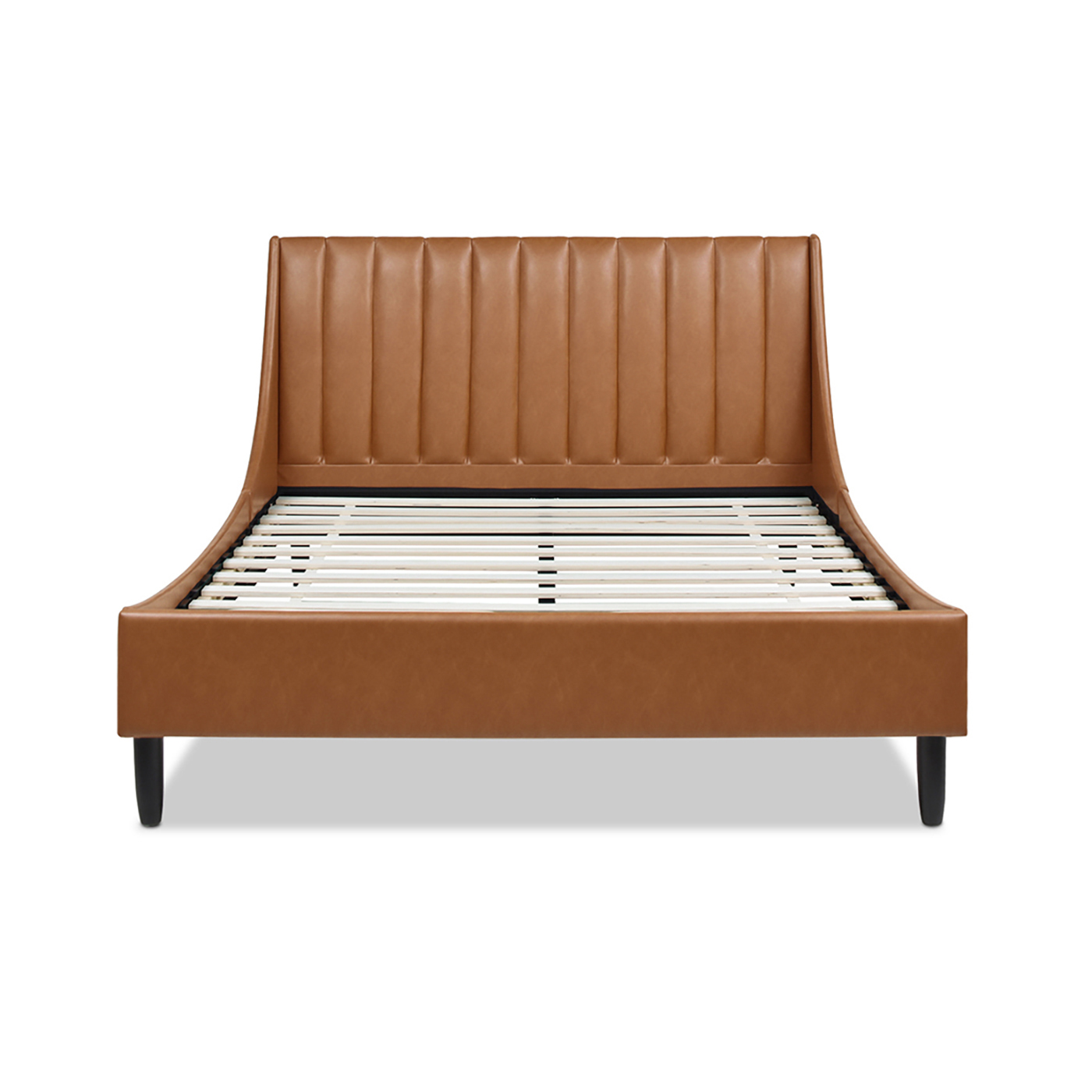 Faux Leather Channel Tufted Platform Bed
