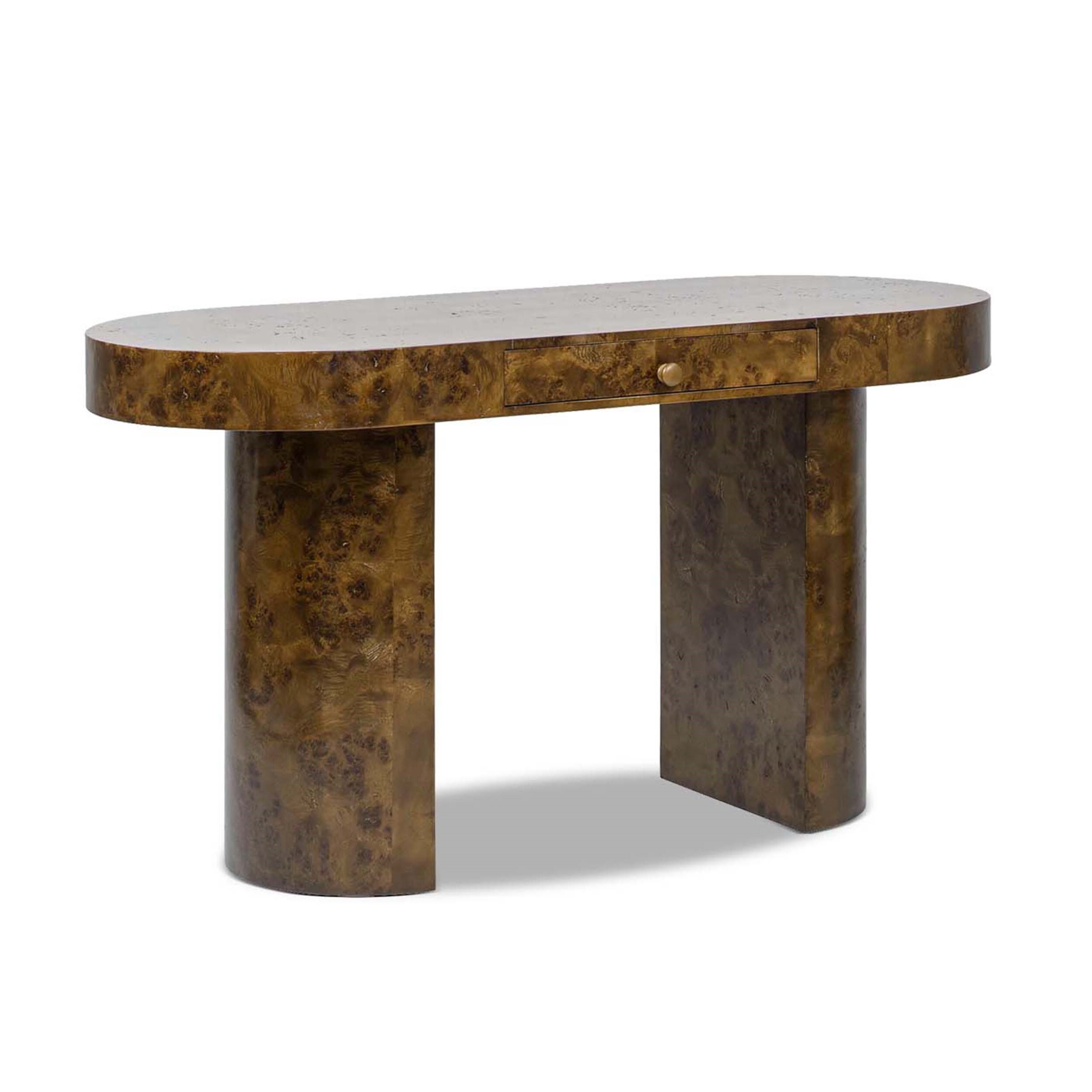 Jesse Single Drawer Oval Computer Desk,Dark Brown