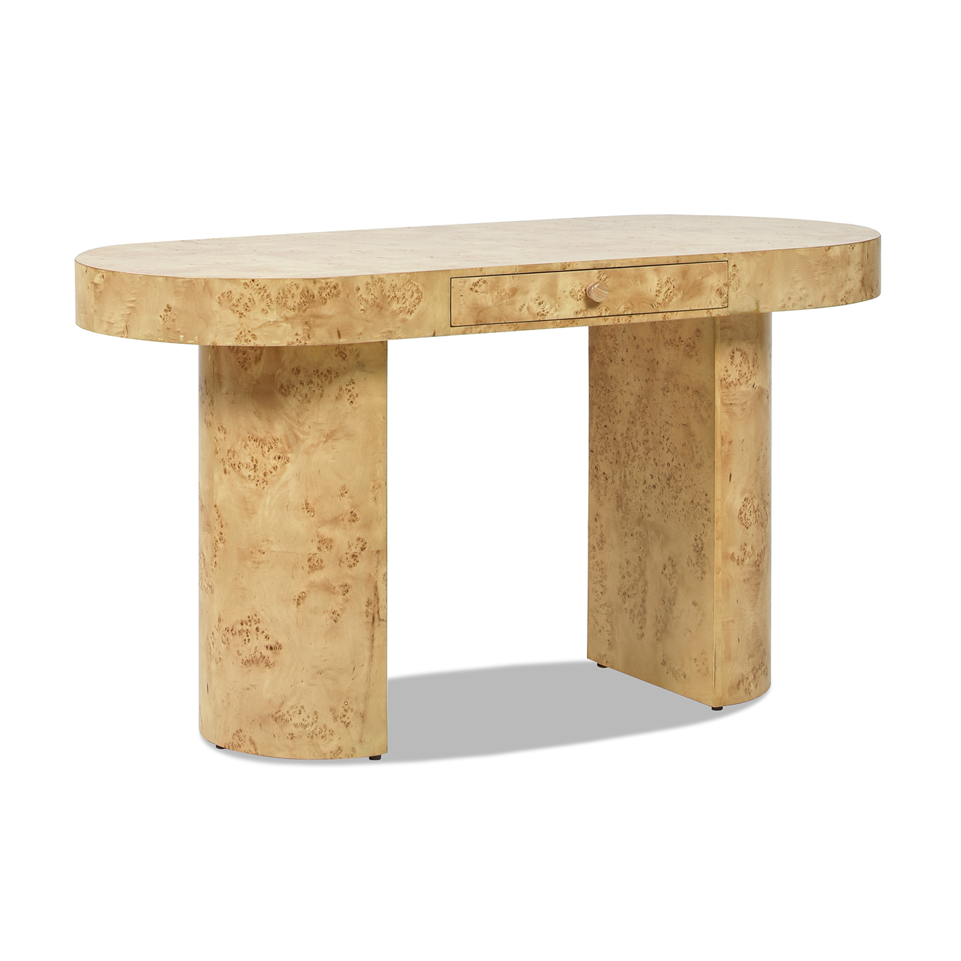 Jesse Single Drawer Oval Computer Desk, Warm Natural Brown