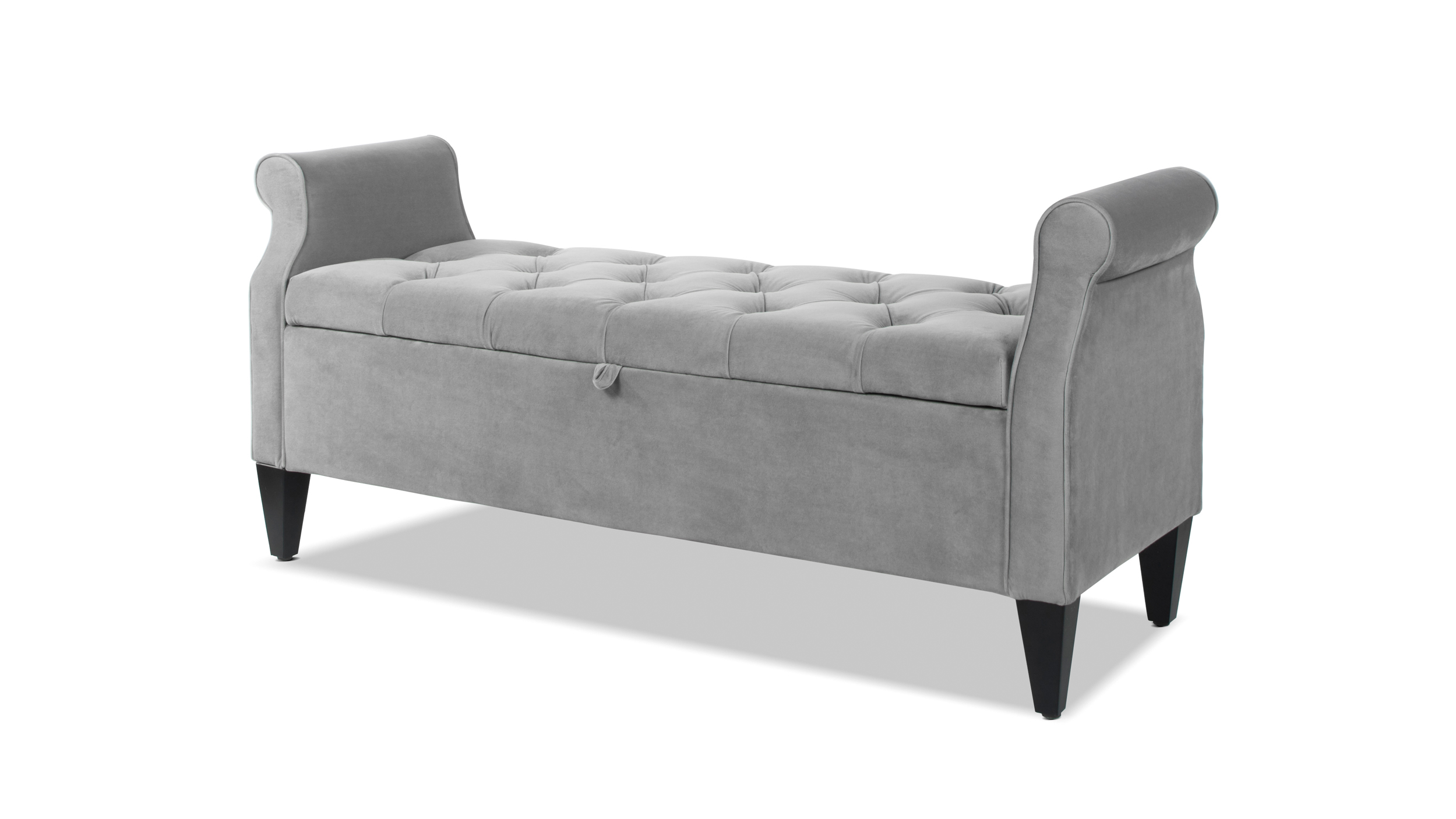 Jacqueline Flip Top Tufted Roll Storage Opal Arm Grey Taylor - Home Bench, Jennifer