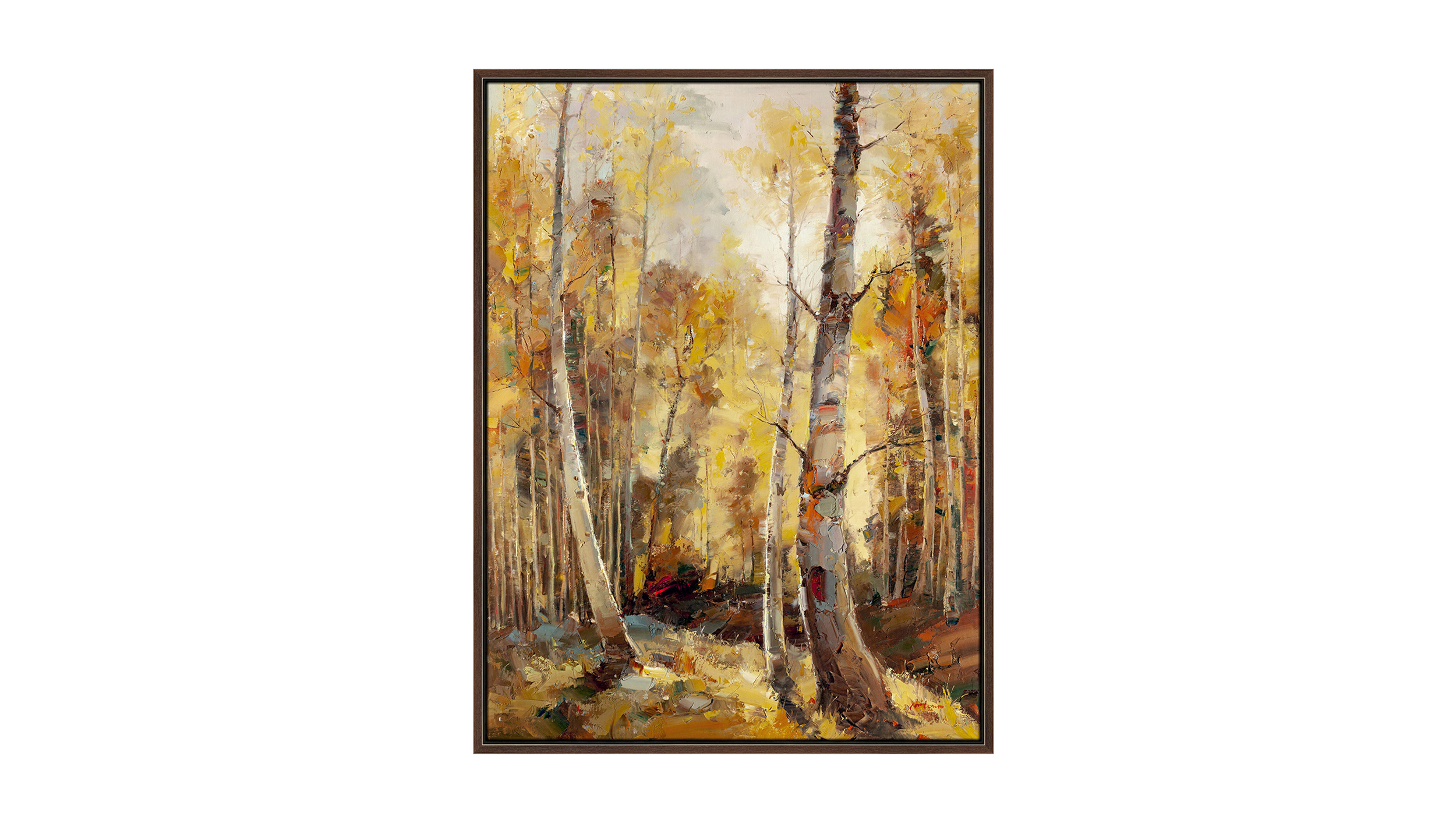 Golden Aspen 1 50x38 Framed Abstract Landscape Giclee Art Print