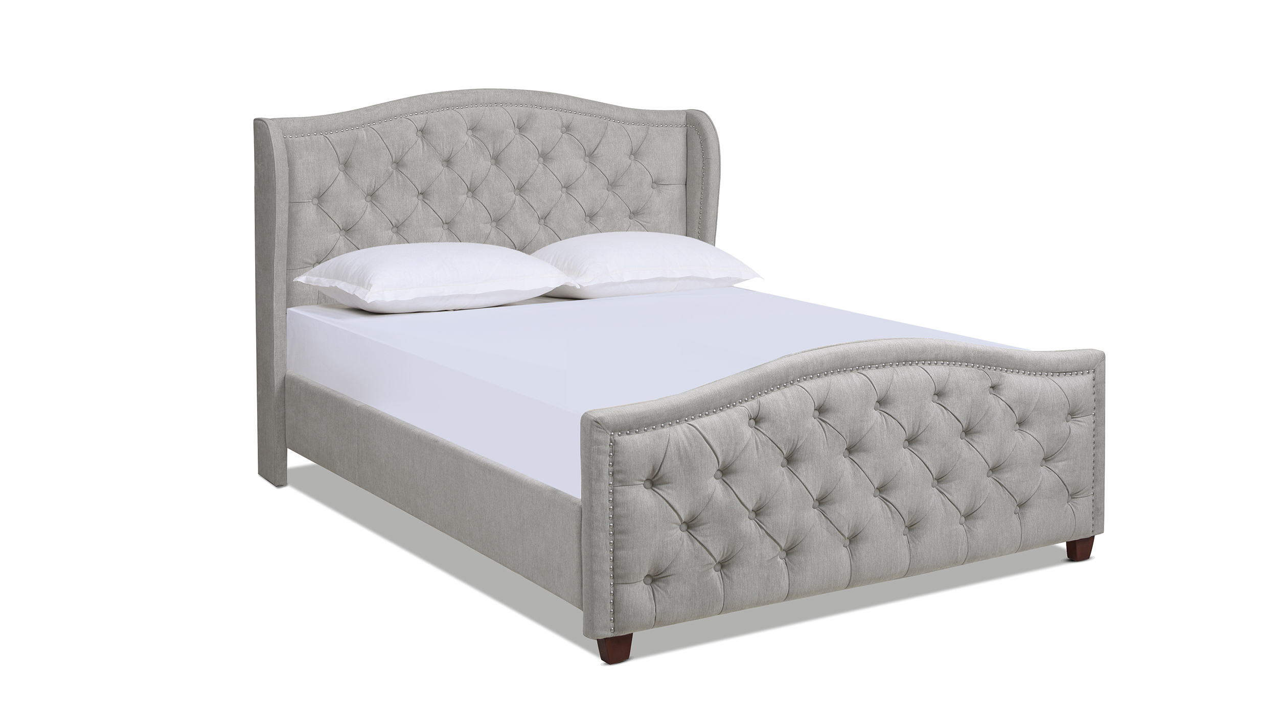 Jennifer Taylor Miramar Off-White Fabric Frame Queen Platform Bed