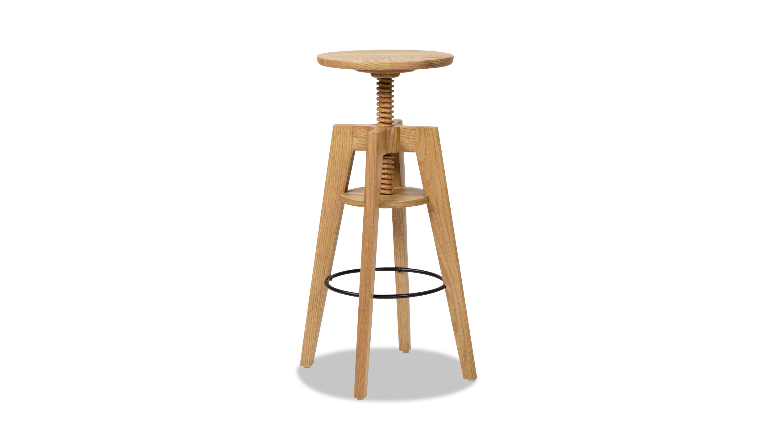 Spencer Minimalist Oak Wood Adjustable Bar Counter Stool, Natural