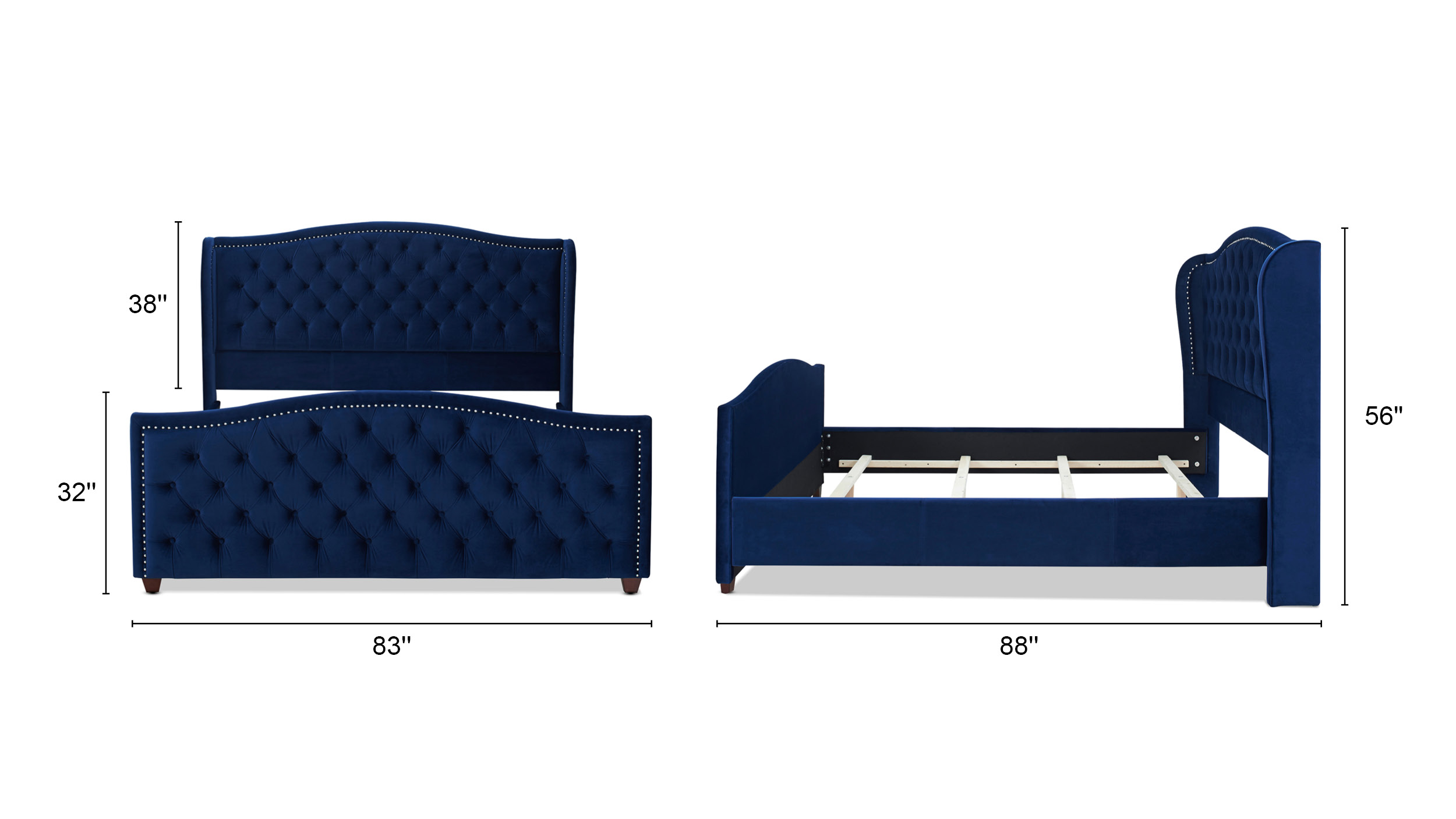 Navy Blue Upholstered King Bed Pepperfry Danilo Casacraft Bodenowasude