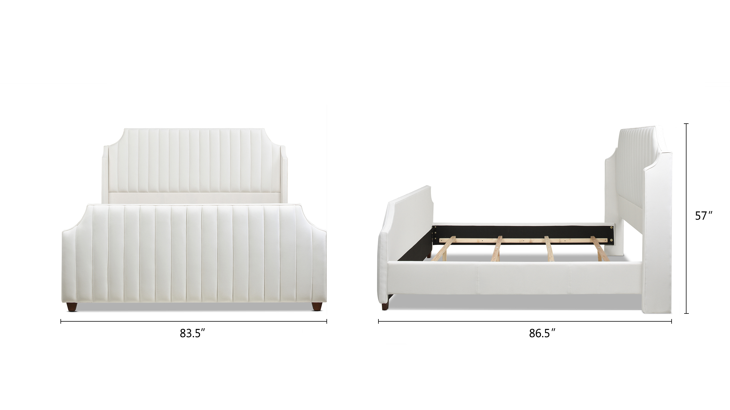 Addison King Channel Tufted Panel Bed Frame, Cloud White Addison King Channel Tufted Panel Bed Frame, Cloud White