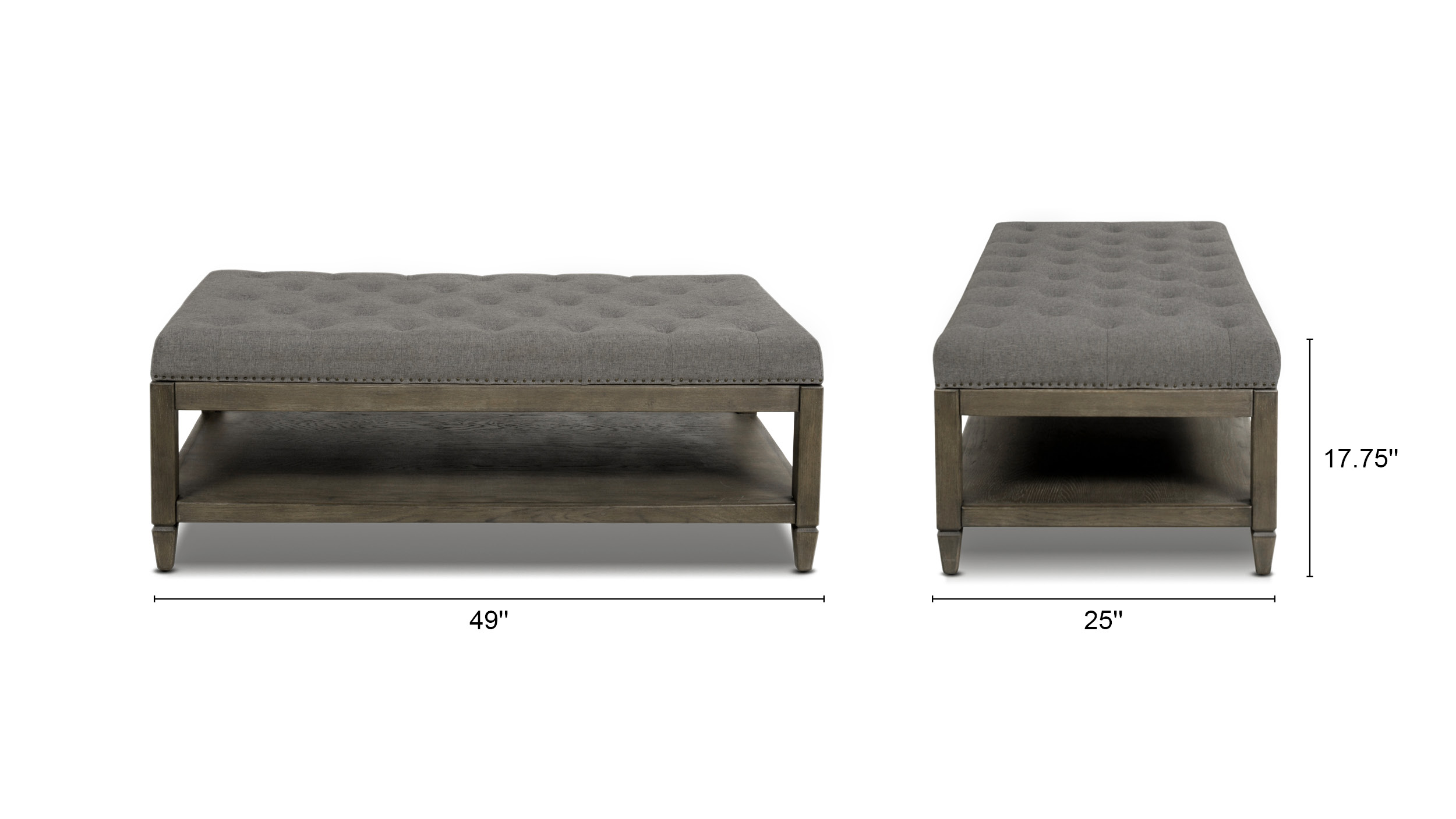 Sylvan Farmhouse Oak Tufted Cocktail Storage Ottoman Sylvan Farmhouse Oak Tufted Cocktail Storage Ottoman