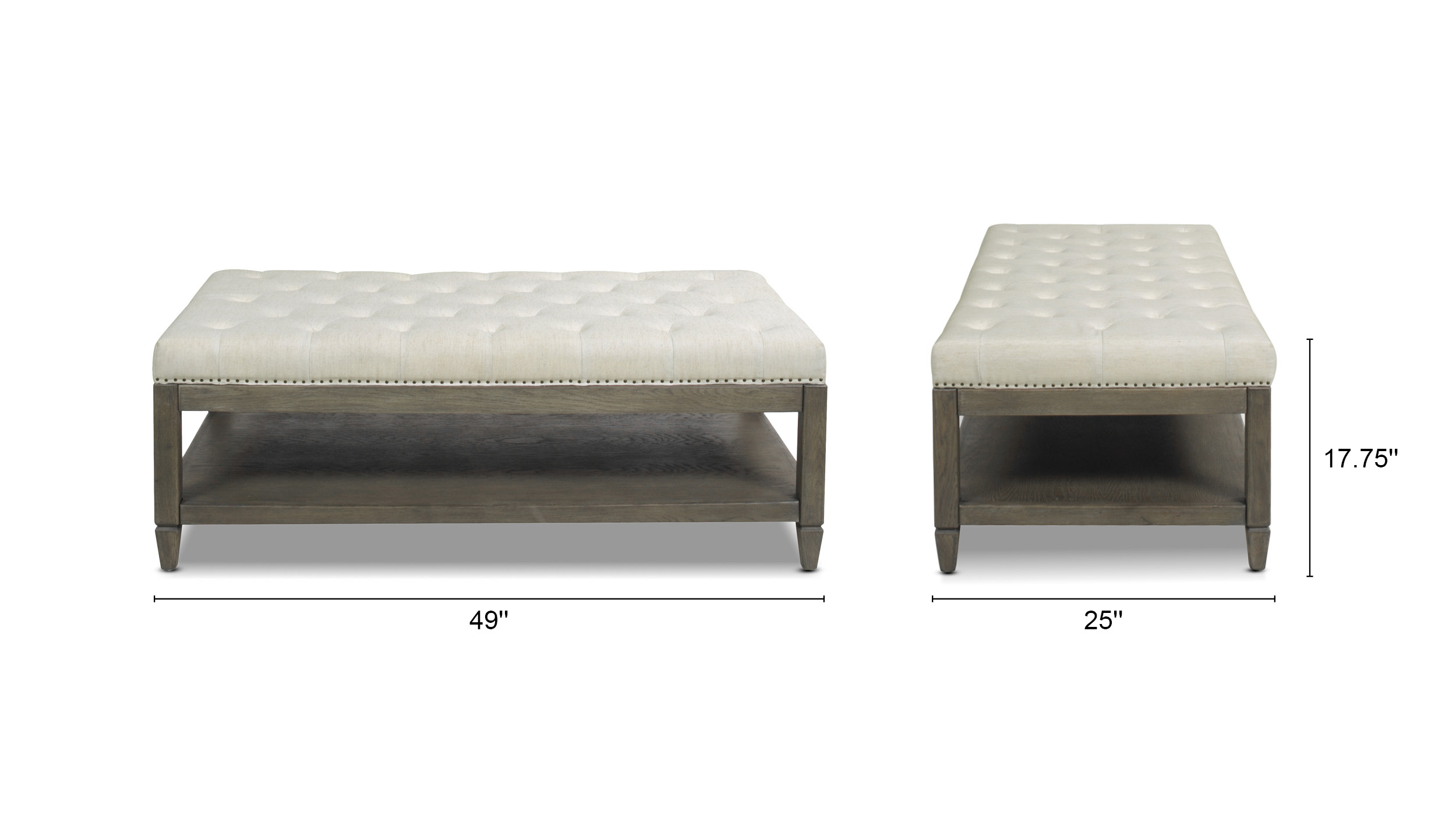 Sylvan Farmhouse Oak Tufted Cocktail Storage Ottoman Sylvan Farmhouse Oak Tufted Cocktail Storage Ottoman