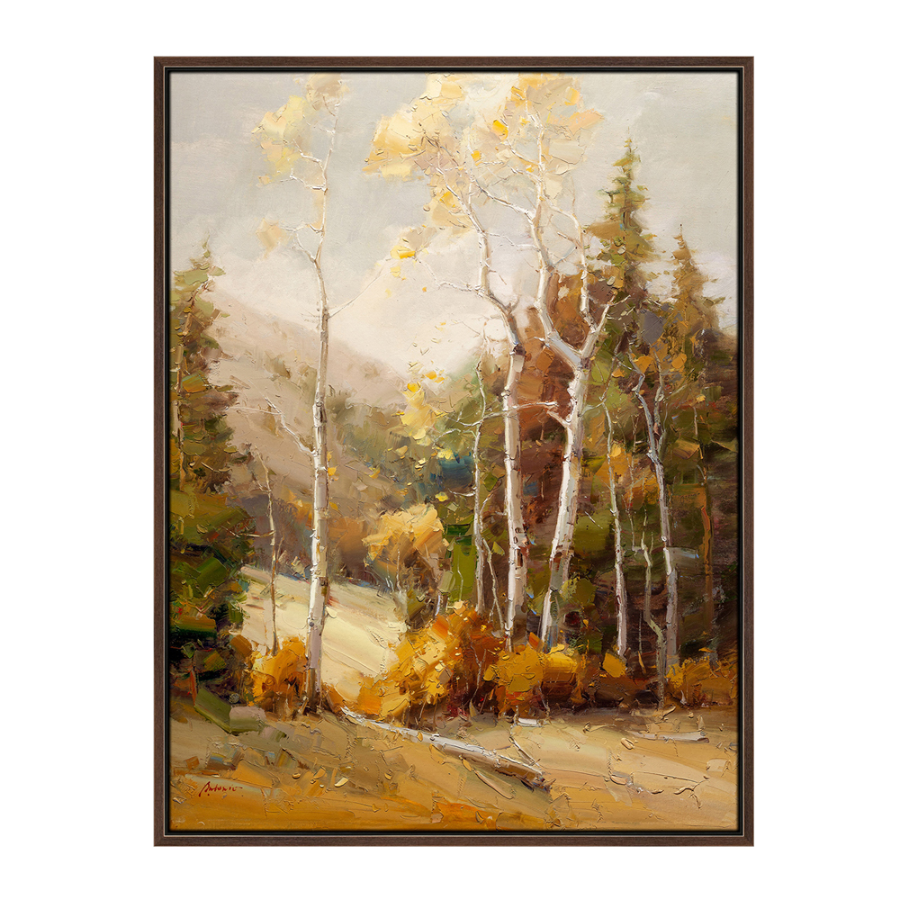 Golden Aspen 2 50x38 Framed Abstract Landscape Giclee Art Print
