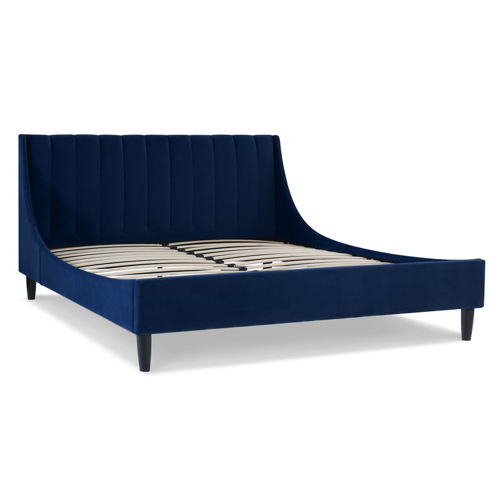 Aspen Upholstered Platform Bed, Queen, Navy Blue