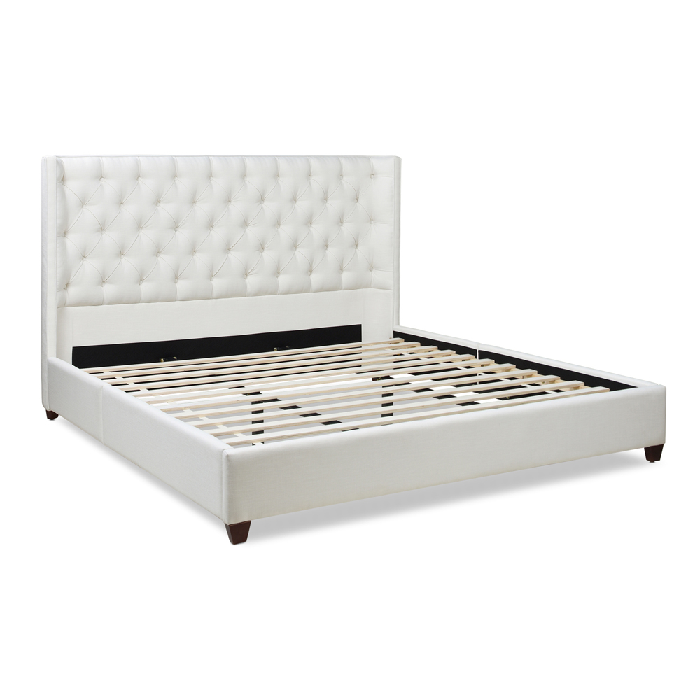 Upholstered Platform Bed With Tall Headboard