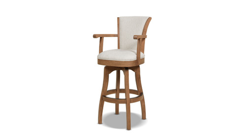 Williams 31” Swivel Bar Stool with Armrests, White Pepper