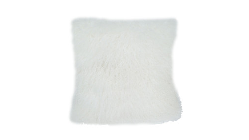 Ivory White Mongolian Lamb Fur Pillow / Cushion