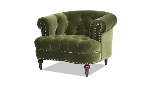 La Rosa Victorian Tufted Upholstered Accent Chair, Olive Green