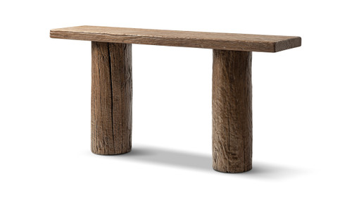 Arbor 60” Reclaimed Elm Double Pillar Console Table, Heritage Medium ...