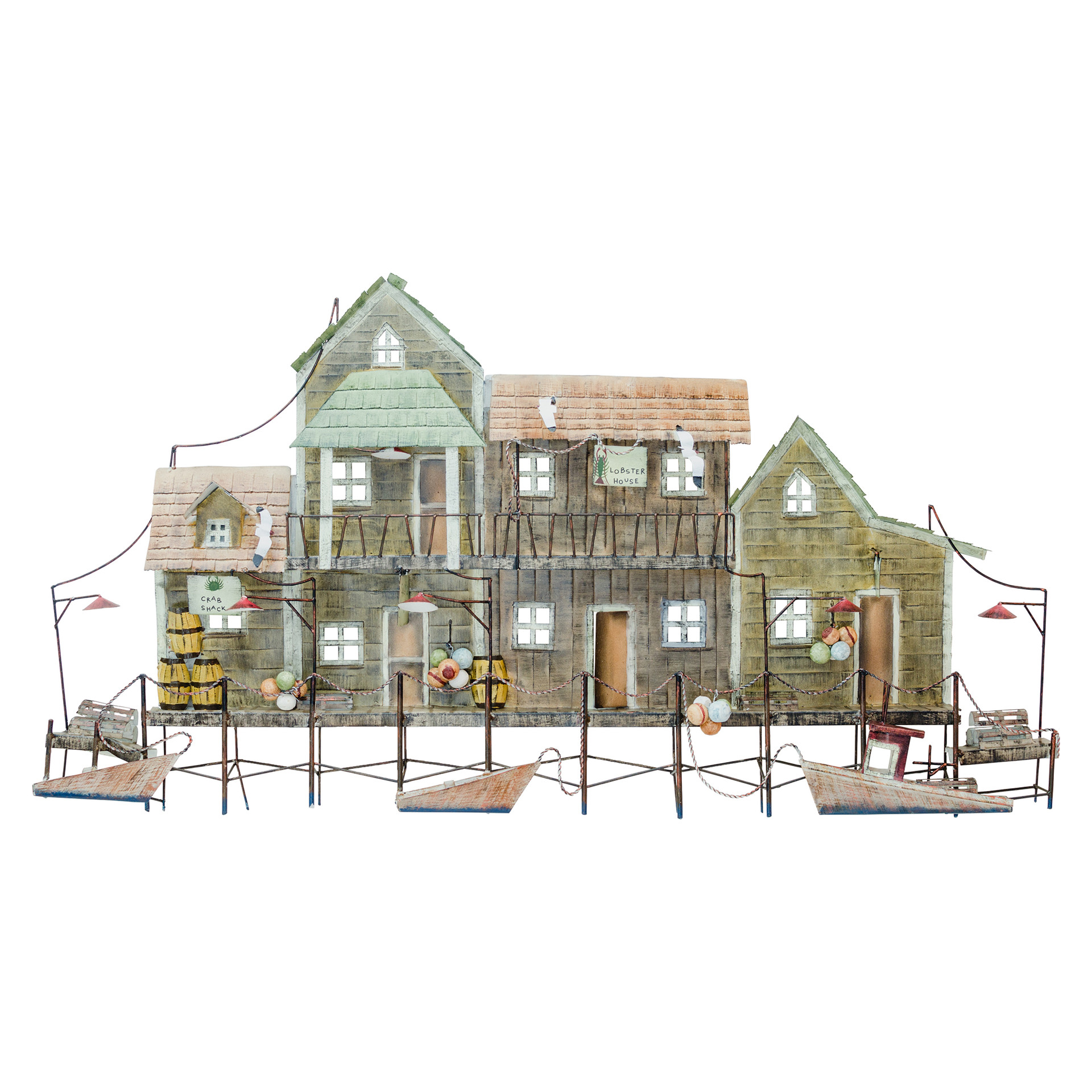 CARIBBEAN SEA VILLAGE METAL WALL ART NEW COLORS OS417