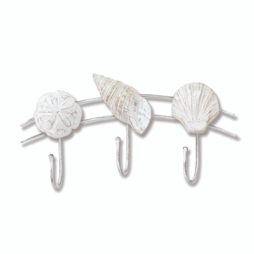 Shells Handcarved Wood Triple Hook CW068 Shells Handcarved Wood Triple Hook CW068