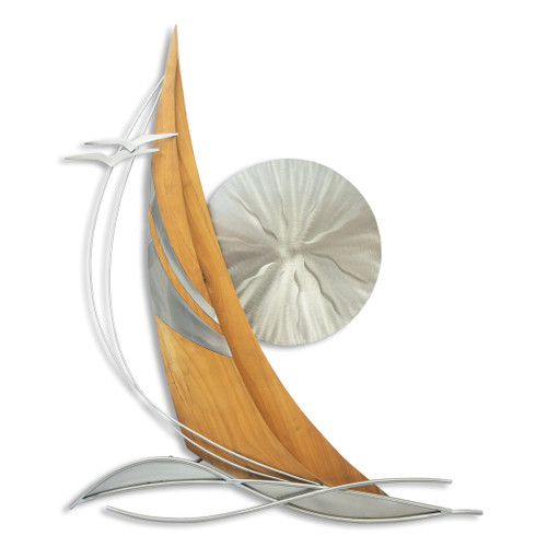 Teak Sailboat with Sun MM009 Teak Sailboat with Sun MM009