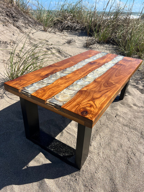 Coffee Table Wood and Shell in Resin CTF-01-NS