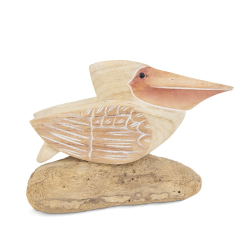 Pelican Squatting on Driftwood - Soft Nat C149