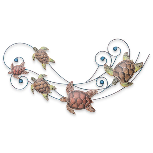 Sea Turtle Wave Metal Wall Art CW190 Sea Turtle Wave Metal Wall Art CW190