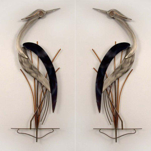 Elegant Pair of Herons Wall Sculpture