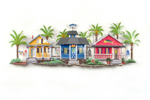 Caribbean Village Metal Wall Sculpture Caribbean Village Metal Wall Sculpture
