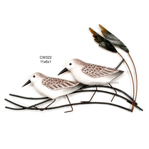Wooden Sanderling Pair - Metal Wall Art Wooden Sanderling Pair - Metal Wall Art
