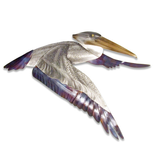 PELICAN FLYING WINGS DOWN - METAL WALL ART