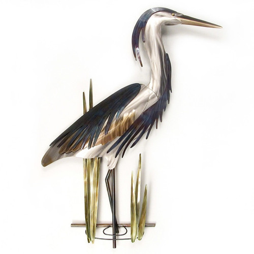 Blue Heron Right Facing Metal Wall Art MM124