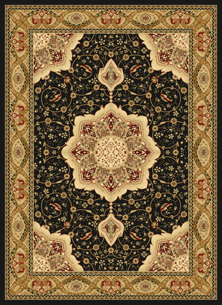 Vines Beige Border Red Accents Hallway Runner