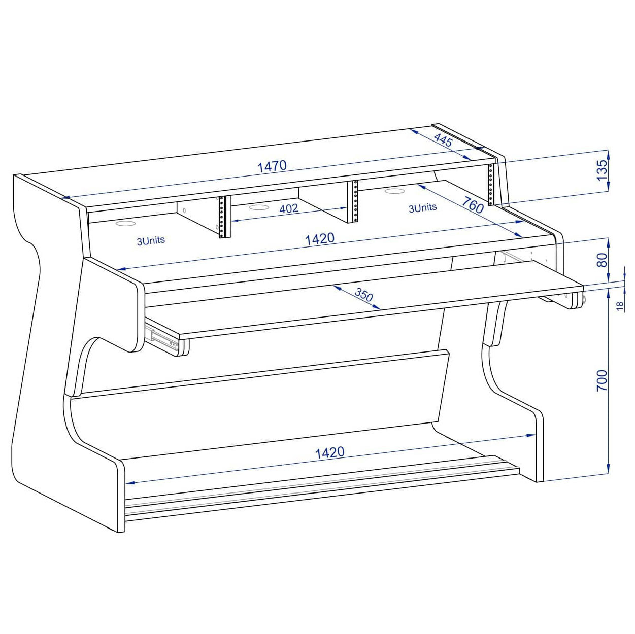Zaor Miza 88 Flex Studio Desk (Black Oak) | FrontEndAudio.com