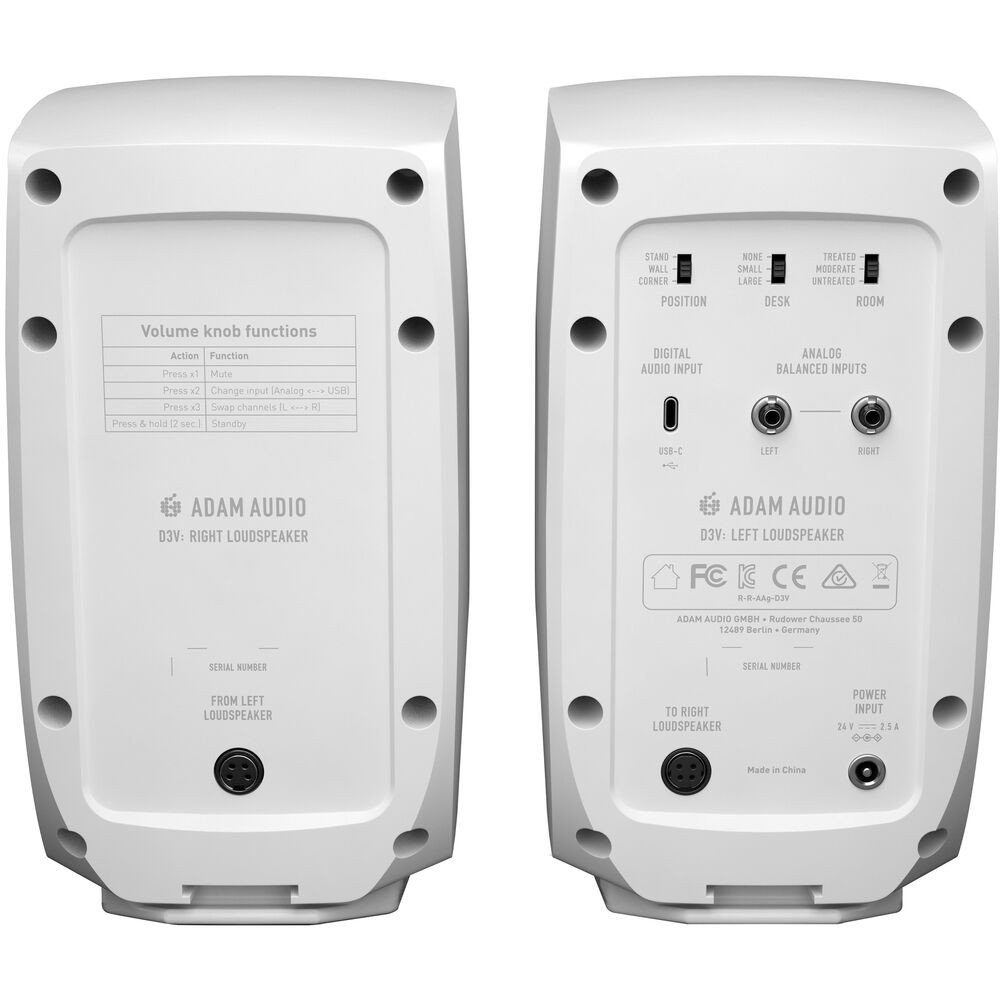 Adam Audio D3V Desktop Monitors (White) | FrontEndAudio.com