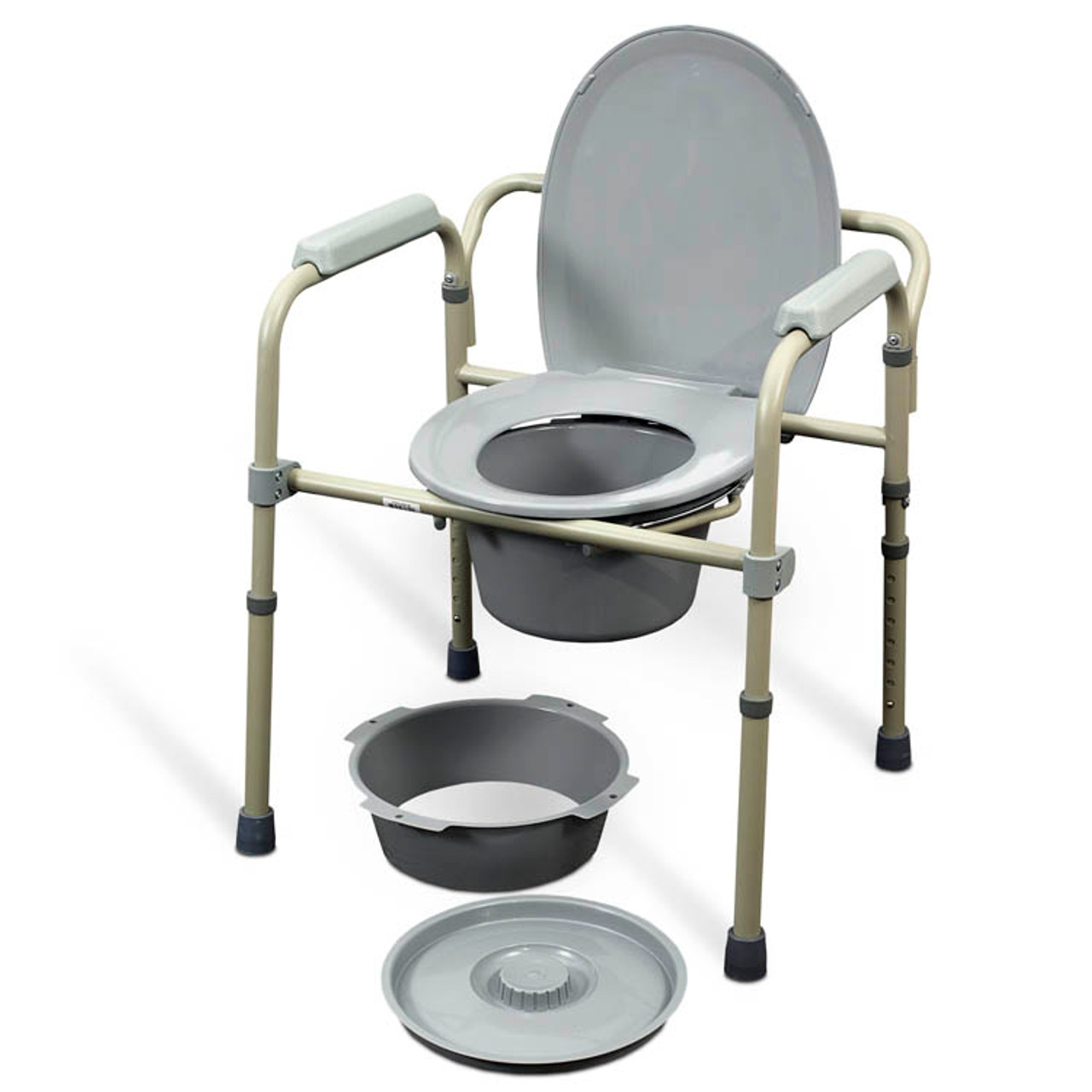 Chaise d'aisance à hauteur réglable Chaise de siège de toilette en  aluminium avec seau d'aisance pliant, hauteur 7 positions