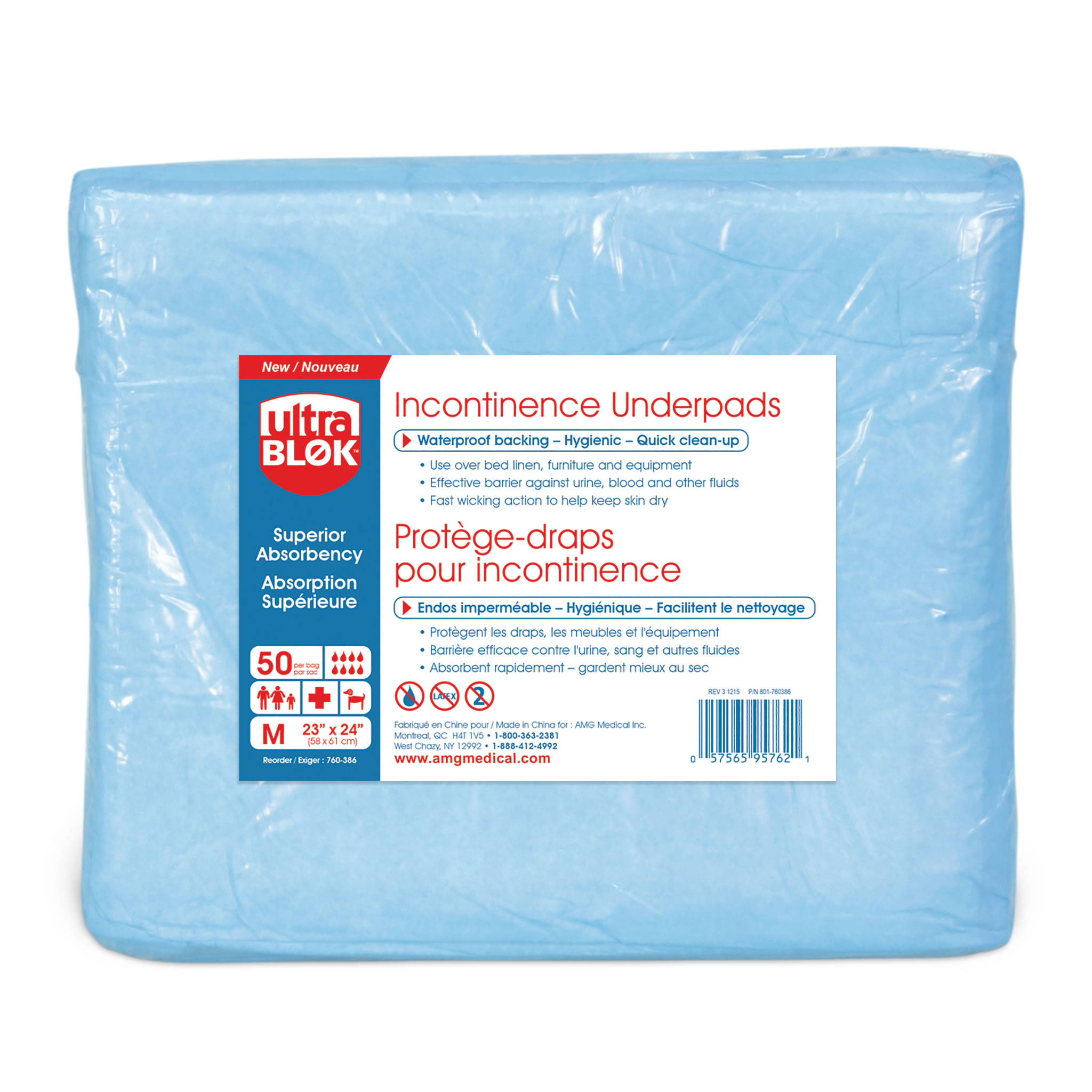 Disposable Underpads Moderate to High Absorbency 17 x 24 Bag/20