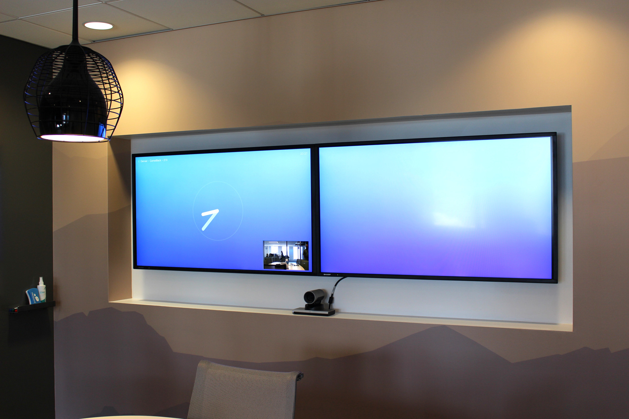 Recessed Dual Monitor System with Cisco Camera