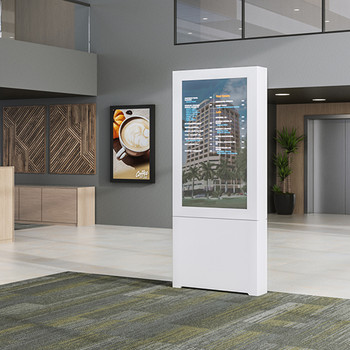 Impact™ Floor Standing Back-to-Back Kiosk – Portrait 48” White