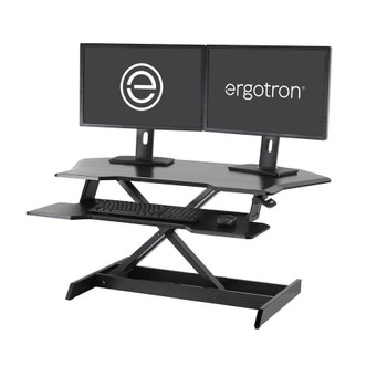 WorkFit® Corner Standing Desk Converter Sit-Stand Desk Workstation, =<30"