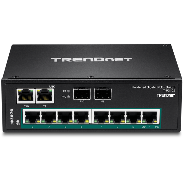 10-Port Industrial Gigabit PoE+ DIN-Rail Switch