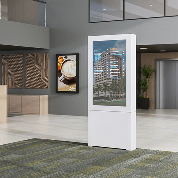 Impact™ Floor Mounted Back-to-Back Kiosk, Portrait 49” White